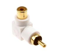 kenable Droit Angle RCA Cinch Adaptateur Blanc l'audio Fiche vers Femelle Plaqués Or Plaqué