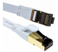 kenable Plat CAT8 SSTP Blindé 2000MHz 40Gbps Haute Vitesse Ethernet câble RJ45 10 m Blanc [10 mètre/10m]