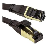 kenable Plat CAT8 SSTP Blindé 2000MHz 40Gbps Haute Vitesse Ethernet câble RJ45 2 m Noir [2 mètre/2m]