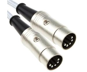 kenable Professionnel MIDI 5 Broches DIN câble Fully Câblé Tressé câble Blindé 1 m Blanc [1 mètre/1m]