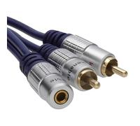 kenable Pur 3,5 mm Stéréo Jack Femelle Vers 2 Cinch Fiches l'audio d'extension Rallonge câble Plaqués Or 1 m [1 mètre/1m]