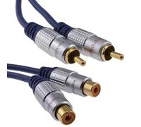 kenable Pur cuivre desoxygéné HQ 2 x RCA Cinch d'extension Rallonge Fiche Vers Femelle l'audio câble Plaqués Or 2 m [2 mètre/2m]