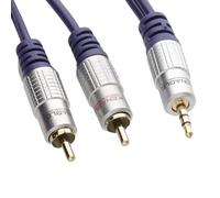 kenable Pur HQ cuivre desoxygéné 3,5 mm Stéréo Jack Vers 2 RCA Cinch Fiches câble Plaqués Or 1,5 m [1.5 mètre/1,5m]