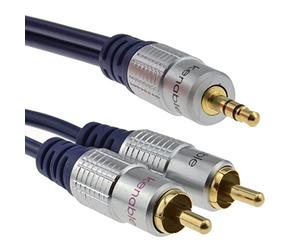 kenable Pur HQ cuivre desoxygéné 3,5 mm Stéréo Jack Vers 2 RCA Cinch Fiches câble Plaqués Or 20 m [20 mètre/20m]
