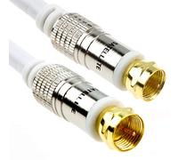 kenable Pur RG6 HD Satellite/Cable TV F Type Visser Fiche Vers Fiche Plaqués Or 2 m Blanc [2 mètre]