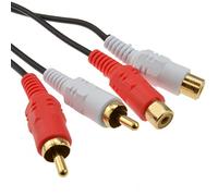 kenable RCA Cinch Double Fiches Vers Femelles d'extension Rallonge câble l'audio Cordon Plaqués Or 1 m [1 mètre/1m]