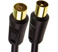 kenable RF coaxial TV Antenne Cordon Coax Fiche Vers Femelle Noir RG59 câble Plaqués Or 0,5 m [0.5 mètre/0,5m]