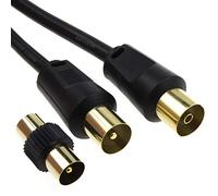 kenable RF Mâle Vers Femelle d'extension Rallonge Cordon Numérique Terrestre TV câble & Mâle Coupleur Noir 0,5 m [0.5 mètre/0,5m]