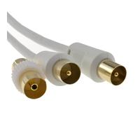 kenable RF TV Numérique Terrestre Fiche Vers Fiche Blanc Antenne Cordon câble Avec Coupleur 50 m [50 mètre/50m]