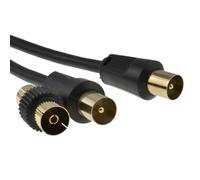 kenable RF TV Numérique Terrestre Fiche Vers Fiche Noir Antenne Cordon câble Avec Coupleur 20 m [20 mètre/20m]