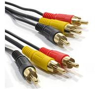 kenable Triple RCA Cinch Fiches Vers Fiches Composite & l'audio câble Cordon 1 m Plaqués Or [1 mètre/1m]