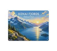 Kenai Fjords Plaque Métal 30x40cm Déco Murale | Pour l'espace créatif, choisissez des plaques en métal décoratives pour faire évoluer le décor.