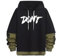 KENAIJING Sweat à Capuche pour Homme Style de Rue Harajuku Imprimé Patchwork Pull en Coton Hoodie (Vert, 3XL)