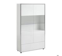 Kenan vitrine 2 portes, 1 tiroir laqué blanc brillant.