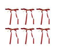 KENANLAN 24pcs Velvet Bows Ornement Fait à la Main à la Main de la Couronne D'arbre à la Main, Arcs de Ruban de Noël Vintage avec Cravate en or pour à la Maison (Rouge)