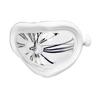 KENANLAN Horloge de Rétro Torsadée en Plastique Décoratif électroplate de Peinture en Métal Horloge de Bureau, pour Le Bureau avec des Amis et des Proches Vient de Déplacer (Blanc)