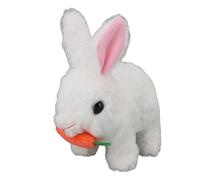 KENANLAN Jouet réaliste en forme de lapin, en peluche, interactif, avec oreilles sonores et mobiles, idéal pour les amoureux des animaux et les voyages, idéal pour tous les âges, environ 16 x 17 x 10