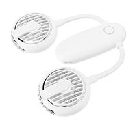 KENANLAN Ventilateur de taille portable, mains rotatives à 360°, ventilateur de cou avec design à double roue, convient pour les voyages en plein air, le shopping, le camping (blanc)