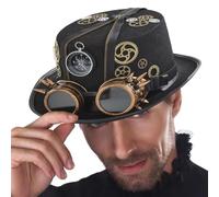 Kenazkas Chapeau haut-de-forme steampunk en feutre avec lunettes