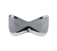 KENBO Futuristic Shield - Lunettes de soleil surdimensionnées pour homme et femme - Masque tendance enveloppant - Lunettes de soleil - Blanc mercure - Taille L
