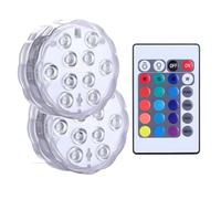 KENBT Lampe de plongée LED 24 Touches avec télécommande colorée RVB, éclairage de Baignoire Lumineux for Poissons et paysages,Installation Pratique(2 Lights 1 Control)