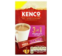 Kenco Lot de 5 sachets de café instantané 3 en 1 blanc lisse avec sachets de sucre