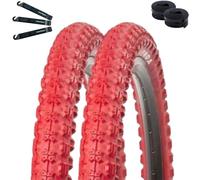 Kenda K-51 Lot de 2 pneus de vélo BMX rouges 58-406 (20 x 2,25) + 2 chambres à air DV assorties avec démonte-pneu maxxi4you
