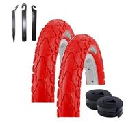 Kenda K-935 Lot de 2 pneus de vélo 12" Rouge 62-203 (12 1/2 x 2 1/4) + 2 chambres à air AV° assorties avec démonte-pneu maxxi4you