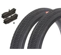 Kenda Kiniption Kit de pneus BMX 20 x 2,10 pouces - 495 g - Pneu cranté - Profil hexagonal - Avec chambres à air Kujo AV - Park & Street - Noir