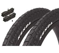 Kenda Kit de pneus BMX 20 x 1,95 pouces - env. 610 g - Pneus crantés - Avec chambres à air Kujo AV - Classique et durable - Park & Street