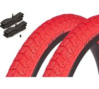 Kenda Kit de pneus BMX 20 x 1,95 pouces - env. 610 g - Pneus crantés - Avec chambres à air Kujo AV - Look sportif - Park & Street - Rouge