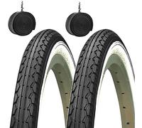 Kenda Lot de 2 pneus 24 x 1,75 (47 - 507) + chambres grâce à la ville pour enfant, pneus routiers Bianconero