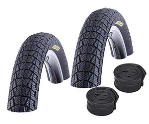 KENDA Lot de 2 pneus de vélo BMX K907 Krackpot noir 20 x 1,95 + 2 chambres à air Valve auto