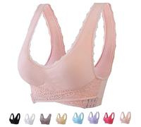 Kendally Bra, Kendally Bras for Older Women,Kendally Comfy Corset Bra Front Cross Side Buckle Lace Bras (M,Pink)