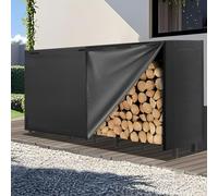 Kendane Étagère à bois de chauffage extérieure en métal avec couvercle étanche - Étagère à bois de chauffage pour extérieur et jardin - 242 x 39,5 x 100 cm - Noir