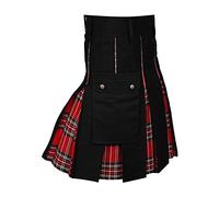 Kendo Kilt écossais couleur écossaise médiévale plissée tartan irlandais vintage jupe traditionnelle écossaise steampunk vêtements gothique fashion kendo kilt, rouge, XL