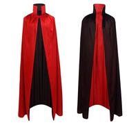 Kendwing Cape Noire Rouge Reversible Diable Cape Halloween,Deguisement Halloween Costume Vampire,120cm Longueur Cape Vampire avec 10 Styles Cicatrice Tatouage pour Halloween Mascarade,Jeu de Rôle