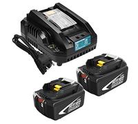 Kengdor 2Paquets Batterie de Remplacement pour Makita Batterie 18V BL1850B et Chargeur 14.4~18V 3A pour Makita Chargeur DC18RC DC18RA DC18SF DC18RD