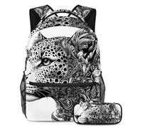 KengjuTesu Ensemble sac à dos 2 pièces pour garçons et filles, grande capacité, motif ours polaire mignon avec trousse à crayons, sac à dos parfait pour les étudiants, les adolescents, les voyages et