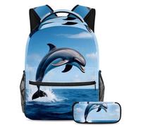 KengjuTesu Ensemble sac à dos 2 pièces pour garçons et filles, grande capacité, tournesols, coq, mooon, cartable avec trousse à crayons, parfait pour les étudiants, les adolescents, les voyages et la