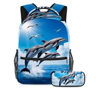 KengjuTesu Ensemble sac à dos 2 pièces pour garçons et filles, grande capacité, tournesols, coq, mooon, cartable avec trousse à crayons, parfait pour les étudiants, les adolescents, les voyages et la