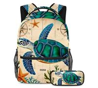KengjuTesu Ensemble sac à dos 2 pièces pour garçons et filles, grande capacité, tournesols, coq, mooon, cartable avec trousse à crayons, parfait pour les étudiants, les adolescents, les voyages et la