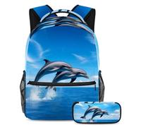 KengjuTesu Ensemble sac à dos 2 pièces pour garçons et filles, grande capacité, tournesols, coq, mooon, cartable avec trousse à crayons, parfait pour les étudiants, les adolescents, les voyages et la