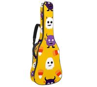 KengjuTesu Étui souple pour guitare acoustique de 109 cm avec sangle à dos et 2 poches, chapeau de sorcière et balai, sans rembourrage, sac à dos imperméable en tissu Oxford pour guitare basse