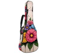 KengjuTesu Étui souple pour guitare acoustique de 109 cm avec sangle à dos et 2 poches en bois papillon fleurs, sac à dos sans rembourrage imperméable en tissu Oxford pour guitare basse, Multicolore 4