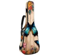 KengjuTesu Étui souple pour guitare acoustique de 109 cm avec sangle à dos et 2 poches en bois papillon fleurs, sac à dos sans rembourrage imperméable en tissu Oxford pour guitare basse, Multicolore 6