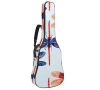 KengjuTesu Étui souple pour guitare acoustique de 109 cm avec sangle à dos et 2 poches en forme de libellule à queue rouge, sans rembourrage, sac à dos imperméable en tissu Oxford pour guitare basse,