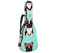 KengjuTesu Étui souple pour guitare acoustique de 109 cm avec sangle à dos et 2 poches, fond bleu, motif papillon monarque, sans rembourrage, sac à dos imperméable en tissu Oxford pour guitare basse