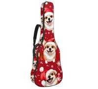 KengjuTesu Étui souple pour guitare acoustique de 109 cm avec sangle à dos et 2 poches, fond corgi de Noël, sans rembourrage, sac à dos imperméable en tissu Oxford pour guitare basse, multicolore,