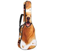 KengjuTesu Étui souple pour guitare acoustique de 109 cm avec sangle à dos et 2 poches Happy Golden Retriever, sans rembourrage, sac à dos imperméable en tissu Oxford pour guitare basse, multicolore,